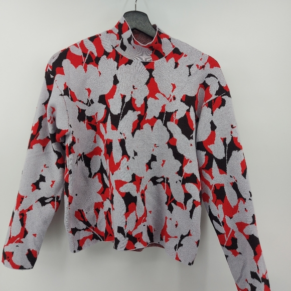 Anthropologie Mock Neck Floral Jacquard Knit Sweater XS - Picture 2 of 7